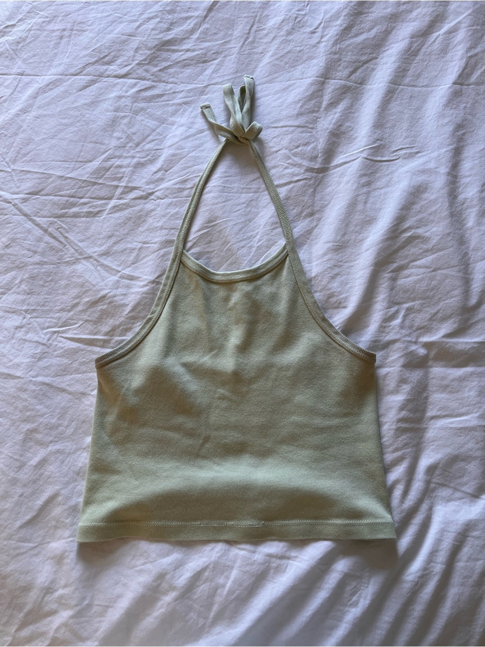 Brandy Melville Light Sage Halter Ribbed Crop Top